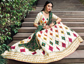 Contrasting lehenga inspired on india art and culture embroidery on silk